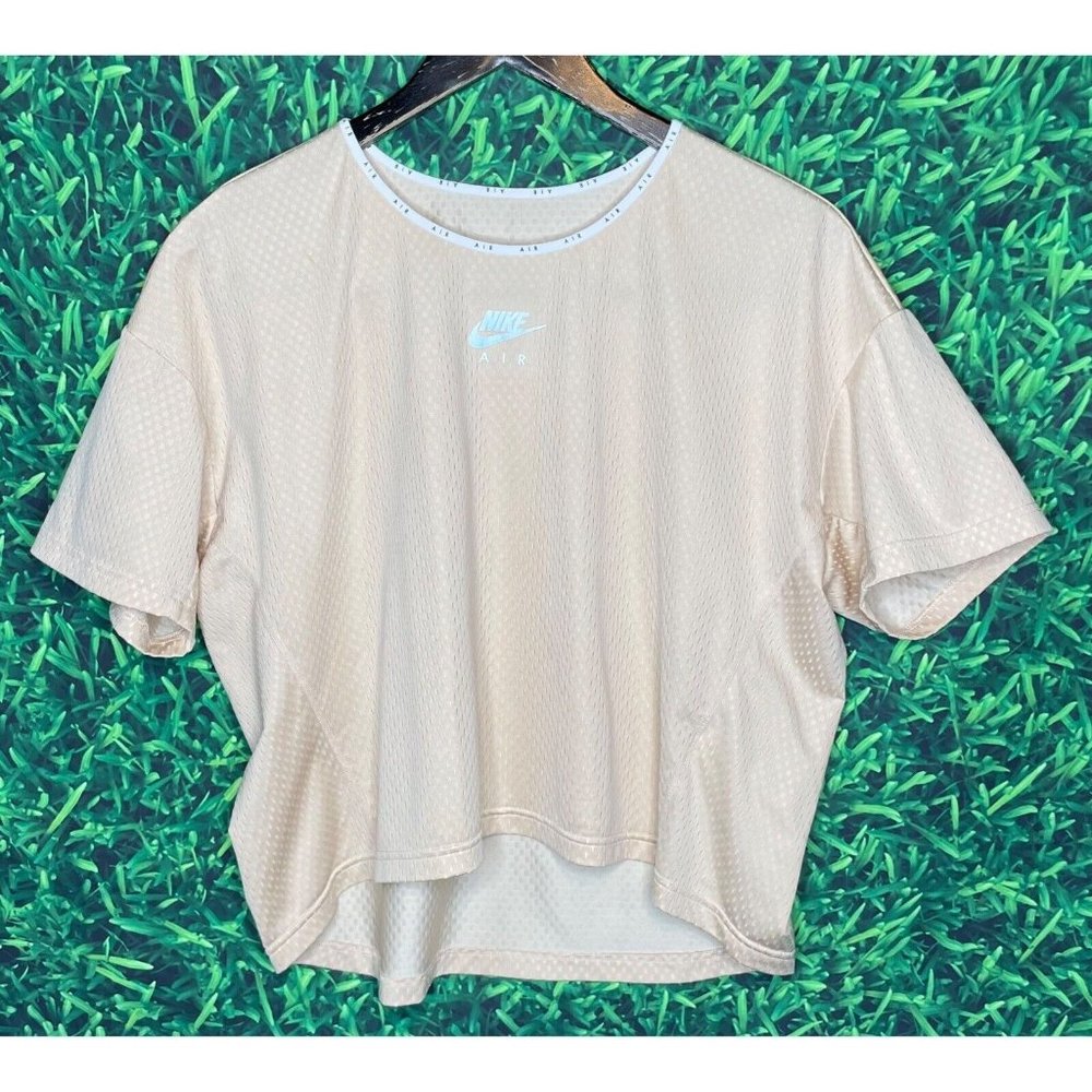 Nike Air Beige White Short Sleeve Running Crop Top Women’s Size XL